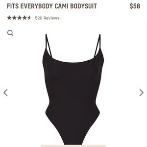 SKIMS FITS EVERYBODY CAMI BODYSUIT NEVER WORN SIZE 2X ONYX BLACK